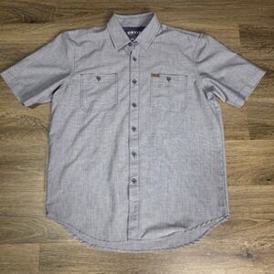 Orvis M Button Up Shirt Mens Blue Excellent Short Sleeve Micro Stripe Pocket